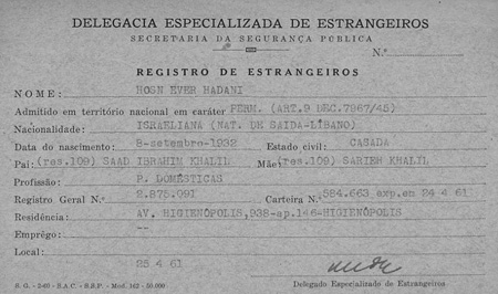 Brazil immigration card